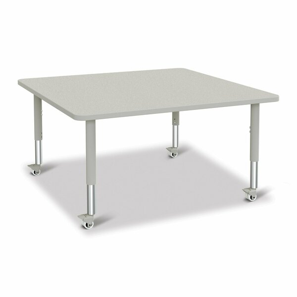 Jonti-Craft Berries Square Activity Table, 48 in. x 48 in., Mobile, Freckled Gray/Gray/Gray 6418JCM000